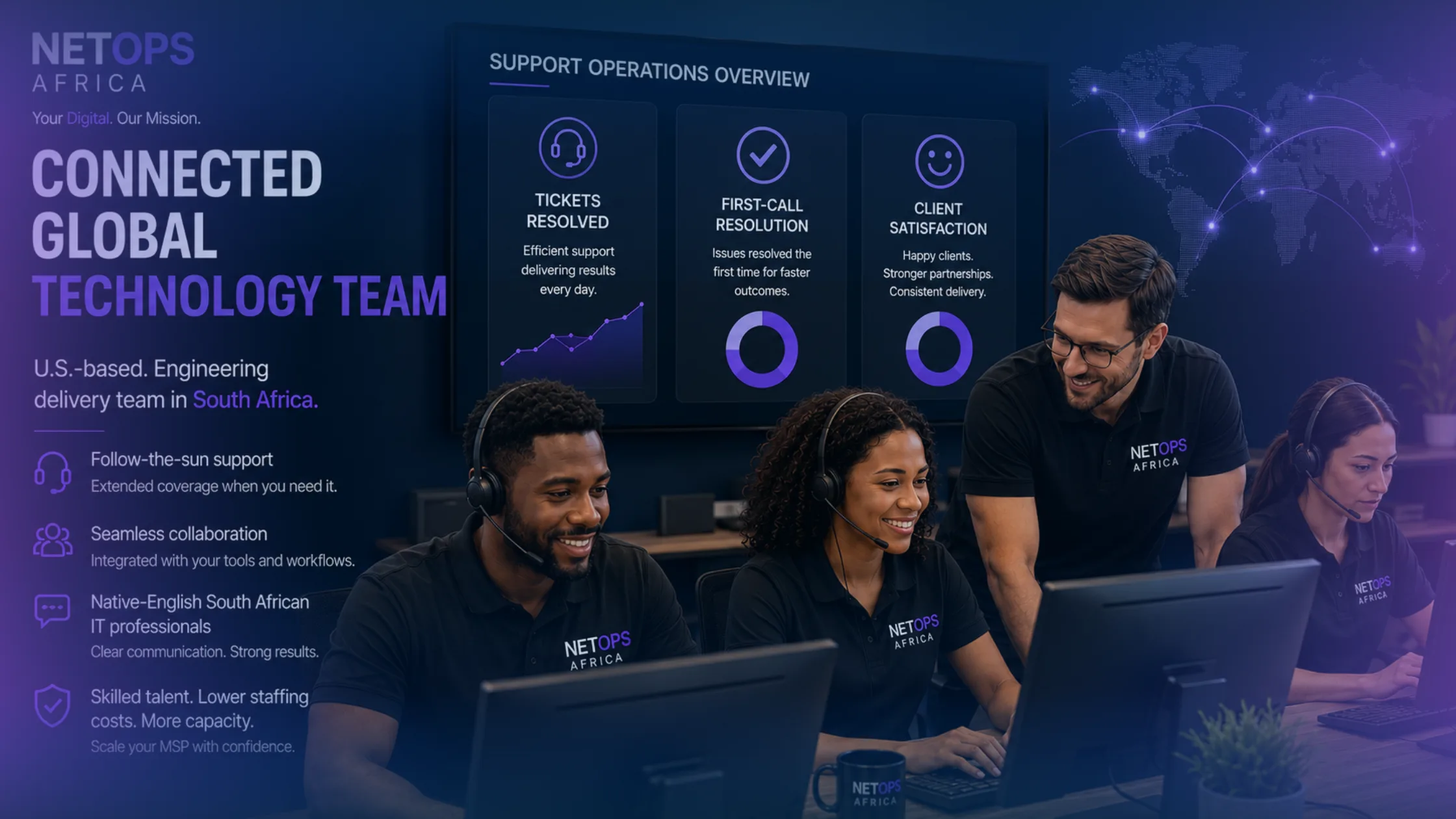 Connected global technology team collaborating through integrated business systems and digital workflows.